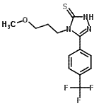 structure of CAS# 261965-18-8, 4-(3-Methoxypropyl)-5-[4-(Trifluoromethyl)Phenyl]-2,4-Dihydro-3H-1,2,4-Triazole-3-Thione;4-(3-Meth<wbr>oxypropyl<wbr>)-5-[4-(t<wbr>rifluorom<wbr>ethyl)-ph<wbr>enyl]-4H-<wbr>1,2,4-tri<wbr>azole-3-t<wbr>hiol;MFCD00105841;ZINC02150485