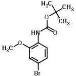 structure of CAS# 262433-01-2, 2-Methyl-2-Propanyl (4-Bromo-2-Methoxyphenyl)Carbamate;(4-Bromo-2-methoxy-phenyl)-carbamic acid tert-butyl ester;(tert-butoxy)-N-(4-bromo-2-methoxyphenyl)carboxamide;4-Bromo-2-methoxy-N-Boc-aniline
