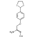 structure of CAS# 262607-85-2, 2-[4-(1,3-Dithiolan-2-Yl)Phenoxy]-N'-Hydroxyethanimidamide;[4-(1,3-Dithiolan-2-yl)phenoxy]acetamidoxime;{2-[4-(1,3-Dithiolan-2-yl)phenoxy]-N'-hydroxy}acetamidine;{2-[4-(1,<wbr>3-Dithiol<wbr>an-2-yl)p<wbr>henoxy]-N<wbr>'-hydroxy<wbr>}acetamid<wbr>ine, 2-{4<wbr>-[2-Amino<wbr>-2-(hydro<wbr>xyimino)e<wbr>thoxy]phe<wbr>nyl}-1,3-<wbr>dithiolan<wbr>e, [4-(1,<wbr>3-Dithiol<wbr>an-2-yl)p<wbr>henoxy]ac<wbr>etamidoxi<wbr>me