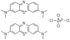 structure of CAS# 26283-09-0, Bis[3,7-Bis(Dimethylamino)Phenothiazin-5-Ium] Tetrachlorozincate(2-);3,7-BIS(D<wbr>IMETHYLAM<wbr>INO)PHENO<wbr>THIAZIN-5<wbr>-IUM, TET<wbr>RACHLOROZ<wbr>INCATE(2-<wbr>)(2:1)