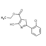 structure of CAS# 262856-07-5, Ethyl 2-(2-Chlorophenyl)-4-Hydroxy-1,3-Thiazole-5-Carboxylate;5-THIAZOL<wbr>ECARBOXYL<wbr>ICACID, 2<wbr>-(2-CHLOR<wbr>OPHENYL)-<wbr>4-HYDROXY<wbr>-, ETHYL <wbr>ESTER;Ethyl 2-(<wbr>2-chlorop<wbr>henyl)-4-<wbr>hydroxy-1<wbr>,3-thiazo<wbr>le-5-carb<wbr>oxylate