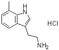 structure of CAS# 26346-39-4, 2-(7-Methyl-1H-Indol-3-Yl)Ethanamine Hydrochloride (1:1);[2-(7-methyl-1H-indol-3-yl)ethyl]amine hydrochloride;1H-indole-3-ethanamine, 7-methyl-, monohydrochloride;2-(7-METHYL-1H-INDOL-3-YL)ETHYLAMINE HYDROCHLORIDE