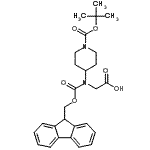 结构式 CAS# 269078-80-0, N-[(9H-芴-9-基甲氧基)羰基]-N-(1-{[(2-甲基-2-丙基)氧基]羰基}-4-哌啶基)甘氨酸