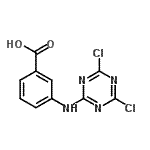 structure of CAS# 26940-56-7, 3-[(4,6-Dichloro-1,3,5-Triazin-2-Yl)Amino]Benzoic Acid;2-(3-Carboxyanilino)-4,6-dichloro-1,3,5-triazine;3-[(4,6-Dichloro-1,3,5-triazin-2-yl)amino]benzoic acid #;m-((4,6-Dichloro-1,3,5-triazin-2-yl)amino)benzoic acid