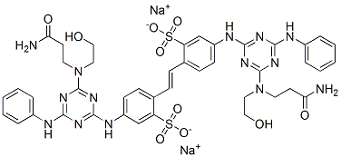 CAS#: 27344-06-5， Disodium 4,4'-Bis[[4-Anilino-6-[(2-Carbamoylethyl)(2-Hydroxyethyl)Amino]-1,3,5,-Triazin-2-Yl]Amino]Stilbene-2,2'-Disulphonate