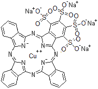 structure of CAS# 27360-85-6, 29H,31H-Phthalocyanine-1,2,3,4-Tetrasulfonate, Copper(2+) Sodium Salt (1:1:4);Colour Index, Acid Blue 249;COPPER PHTHALOCYANINETETRASULFONIC ACID, TETRASODIUM SALT
