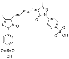 结构式 CAS# 27969-56-8, 4-[4,5-二氢-4-[5-[5-羟基-3-甲基-1-(4-磺基苯基)-1H-吡唑-4-基]-2,4-戊二烯-1-亚基]-3-甲基-5-氧代-1H-吡唑-1-基]-苯磺酸