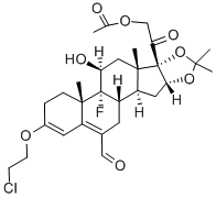 CAS#: 2825-60-7， (11b,16a)-21-(Acetyloxy)-3-(2-chloroethoxy)-9-fluoro-11-hydroxy-16,17-[(1-methylethylidene)bis(oxy)]-20-oxo-Pregna-3,5-diene-6-carboxaldehyde