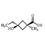 structure of CAS# 286443-11-6, cis-3-Ethyl-3-Hydroxy-1-Methylcyclobutanecarboxylic Acid;(1r,3s)-3-ethyl-3-hydroxy-1-methylcyclobutanecarboxylic acid
