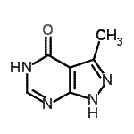 结构式 CAS# 2942-47-4, 3-甲基-1,5-二氢-4H-吡唑并[3,4-d]嘧啶-4-酮