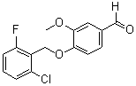 structure of CAS# 306934-75-8, 4-[(2-Chloro-6-Fluorobenzyl)Oxy]-3-Methoxybenzaldehyde;4-[(2-CHLORO-6-FLUOROBENZYL)OXY]-3-METHOXYBENZALDEHYDE;2-[(2-Chloro-6-Fluorobenzyl)Oxy]-5-Formylanisole