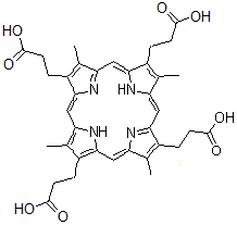 CAS#: 31110-56-2， 3,3',3'',3'''-(3,8,13,18-Tetramethyl-5,10,15,20,22,24-Hexahydroporphyrin-2,7,12,17-Tetrayl)Tetrapropanoic Acid