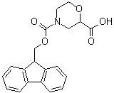 structure of CAS# 312965-04-1, 2,4-Morpholinedicarboxylic acid 4-(9H-Fluoren-9-Ylmethyl) Ester;Morpholine-2-Carboxylic Acid, N-FMOC Protected 95+%;(R,S)-FMOC-2-CARBOXYMORPHOLINE;FMOC-COP