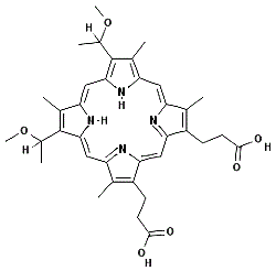 CAS 登录号:31444-62-9, 2,4-二-(alpha-甲氧基乙基)次卟啉-Ix二钾盐