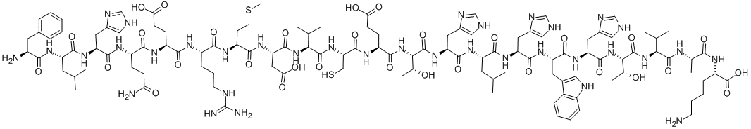 CAS#: 315229-44-8， L-Phenylalanyl-L-leucyl-L-histidyl-L-glutaminyl-L-a-glutamyl-L-arginyl-L-methionyl-L-a-aspartyl-L-valyl-L-cysteinyl-L-a-glutamyl-L-threonyl-L-histidyl-L-leucyl-L-histidyl-L-tryptophyl-L-histidyl-L-threonyl-L-valyl-L-alanyl-L-Lysine