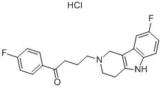 结构式 CAS# 31540-62-2, 1-(4-氟苯基)-4-(8-氟-1,3,4,5-四氢吡啶并[4,3-b]吲哚-2-鎓-2-基)丁烷-1-酮氯化物