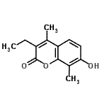 structure of CAS# 31575-15-2, 3-Ethyl-7-Hydroxy-4,8-Dimethyl-2H-Chromen-2-One;2H-1-benzopyran-2-one, 3-ethyl-7-hydroxy-4,8-dimethyl-;3-ethyl-7-hydroxy-4,8-dimethyl-2H-chromen-2-one;MFCD02955593