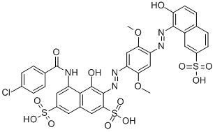 CAS#: 31825-07-7， (3E)-5-[(4-Chlorobenzoyl)Amino]-3-[[2,5-Dimethoxy-4-[(2Z)-2-(2-Oxo-7-Sulfonaphthalen-1-Ylidene)Hydrazinyl]Phenyl]Hydrazinylidene]-4-Oxonaphthalene-2,7-Disulfonic Acid