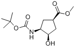 structure of CAS# 321744-23-4, (1S,2R,4R)-N-Boc-1-Amino-2-Hydroxycyclopentane-4-Carboxylic Acid Methyl Ester;Methyl (1R,3S,4R)-3-(Tert-Butoxycarbonylamino)-4-Hydroxy-Cyclopentane-1-Carboxylate;(1R,3S,4R)-3-[(Tert-Butoxy-Oxomethyl)Amino]-4-Hydroxy-1-Cyclopentanecarboxylic Acid Methyl Ester;(1R,3S,4R)-3-(Tert-Butoxycarbonylamino)-4-Hydroxy-Cyclopentane-1-Carboxylic Acid Methyl Ester