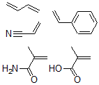 CAS#: 32312-87-1， Styrene, methacrylic acid, acrylonitrile, butadiene, methacrylamidepolymer