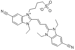 CAS#: 32634-36-9， 5,5'-Dicyano-3-(4-Sulfobutyl)-1,1',3'-Triethylimidacarbocyanine betaine