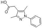 structure of CAS# 32710-88-6, 2-(3,5-Dimethyl-1-Phenylpyrazol-4-Yl)Acetate;2-(3,5-Dimethyl-1-Phenyl-Pyrazol-4-Yl)Acetate;2-(3,5-Dimethyl-1-Phenyl-4-Pyrazolyl)Acetate;2-(3,5-Dimethyl-1-Phenyl-Pyrazol-4-Yl)Ethanoate