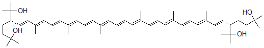 CAS#: 32719-43-0， (5S,6E,8E,10E,12E,14E,16E,18E,20E,22E,24E,26E,28E,30E,32S)-5,32-Bis(2-Hydroxypropan-2-Yl)-2,8,12,16,21,25,29,35-Octamethylhexatriaconta-6,8,10,12,14,16,18,20,22,24,26,28,30-Tridecaene-2,35-Diol