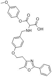 structure of CAS# 331741-94-7, 2-[(4-Methoxyphenoxy)Carbonyl-[[4-[2-(5-Methyl-2-Phenyl-1,3-Oxazol-4-Yl)Ethoxy]Phenyl]Methyl]Amino]Acetic Acid;2-[(4-Methoxyphenoxy)Carbonyl-[[4-[2-(5-Methyl-2-Phenyl-Oxazol-4-Yl)Ethoxy]Phenyl]Methyl]Amino]Acetic Acid;2-[[(4-Methoxyphenoxy)-Oxomethyl]-[[4-[2-(5-Methyl-2-Phenyl-4-Oxazolyl)Ethoxy]Phenyl]Methyl]Amino]Acetic Acid;2-[(4-Methoxyphenoxy)Carbonyl-[4-[2-(5-Methyl-2-Phenyl-Oxazol-4-Yl)Ethoxy]Benzyl]Amino]Acetic Acid