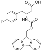 structure of CAS# 331763-70-3, D-3-Amino-4-(4-Fluorophenyl)-Butyric Acid Hydrochloride;(R)-3-(Fmoc-Amino)-4-(4-Fluorophenyl)Butyric  Acid,  Fmoc-4-Fluoro-D-Β-Homophenylalanine;Benzenebutanoic  Acid,  Β-[[(9H-Fluoren-9-Ylmethoxy)Carbonyl]Amino]-4-Fluoro-,  (Βr)-;Fmoc-4-Fluoro-D-Β-Homophenylalanine