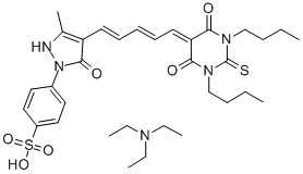 structure of CAS# 335080-22-3, 4-[4-[5-(1,3-Dibutyl-4,6-dioxo-2-sulfanylidene-1,3-diazinan-5-ylidene)penta-1,3-dienyl]-5-methyl-3-oxo-1H-pyrazol-2-yl]benzenesulfonate
