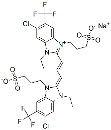 CAS#: 33628-05-6， Sodium 3-[5-Chloro-2-[(E,3E)-3-[6-Chloro-1-Ethyl-3-(3-Sulfonatopropyl)-5-(Trifluoromethyl)Benzimidazol-2-Ylidene]Prop-1-Enyl]-3-Ethyl-6-(Trifluoromethyl)Benzimidazol-1-Ium-1-Yl]Propane-1-Sulfonate
