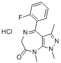 structure of CAS# 33754-49-3, 4-(2-Fluorophenyl)-6,8-Dihydro-1,3,8-Trimethylpyrazolo[3,4-e][1,4]Diazepin-7(1H)-One Monohydrochloride;Pyrazolo(3,4-E)(1,4)Diazepin-7(1H)-One, 4-(2-Fluorophenyl)-6,8-Dihydro-1,3,8-Trimethyl-, Monohydrochloride;Zolazepam Hydrochloride;Zolazepam Hydrochloride [Usan]