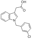structure of CAS# 339016-33-0, 2-[1-(3-Chlorobenzyl)-1H-Indol-3-Yl]Acetic Acid;[1-(3-CHLORO-BENZYL)-1H-INDOL-3-YL]-ACETIC ACID;2-[1-(3-CHLOROBENZYL)-1H-INDOL-3-YL]ACETIC ACID