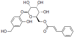CAS 登录号：33993-67-8， [(2R,3S,4R,5R,6S)-3,4,5-三羟基-6-[2-羟基-4-(羟基甲基)苯氧基]四氢吡喃-2-基]甲基(E)-3-苯基丙-2-烯酸酯