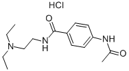 structure of CAS# 34118-92-8, N-Acetylprocainamide Hydrochloride;4'-((2-(Diethylamino)Ethyl)Carbamoyl)Acetanilide Monohydrochloride;Asl 601;Acecainide Hydrochloride