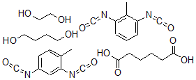 CAS 登录号：34313-71-8， 己二酸与1,4-丁二醇,1,3-二异氰酸-2-甲基苯,1,3-二异氰酸-4-甲基苯和1,2-乙二醇的聚合物