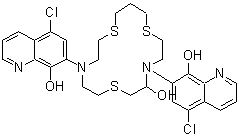 CAS#: 343372-32-7， 7,7'-(5-Hydroxy-1,7,13-Trithia-4,10-Diazacyclohexadecane-4,10-Diyl)Bis(5-Chloro-8-Quinolinol)