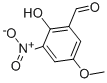 structure of CAS# 34549-69-4, 2-Hydroxy-5-Methoxy-3-Nitro-Benzaldehyde;2-HYDROXY-3-NITRO-5-METHOXYBENZALDEHYDE 97%;2-HYDROXY-5-METHOXY-3-NITRO-BENZALDEHYDE;2-HYDROXY-3-NITRO-5-METHOXYBENZALDEHYDE