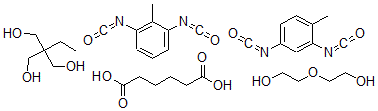 CAS#: 34557-94-3， Hexanedioic acid, polymer with 1,3-diisocyanato-2-methylbenzene, 2,4-diisocyanato-1-methylbenzene, 2-ethyl-2-(hydroxymethyl)-1,3-propanediol and 2,2'-oxybis(ethanol)