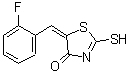 结构式 CAS# 350-22-1, (5E)-5-(2-氟苄亚基)-2-硫基-1,3-噻唑-4(5H)-酮