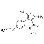 structure of CAS# 351158-36-6, Methyl 2-Amino-4-(4-Ethoxyphenyl)-5-Methyl-3-Thiophenecarboxylate;methyl 2-<wbr>amino-4-(<wbr>4-ethoxyp<wbr>henyl)-5-<wbr>methyl-3-<wbr>thiophene<wbr>carboxyla<wbr>te;Methyl 2-<wbr>amino-4-(<wbr>4-ethoxyp<wbr>henyl)-5-<wbr>methylthi<wbr>ophene-3-<wbr>carboxyla<wbr>te;BIM-0046541.P001