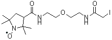 CAS#: 36034-66-9， 3-[[[2-[2-[(Iodoacetyl)amino]ethoxy]ethyl]amino]carbonyl]-2,2,5,5-tetramethyl-1-Pyrrolidinyloxy