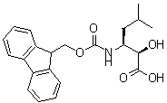 structure of CAS# 361161-57-1, (2R,3S)-3-{[(9H-Fluoren-9-Ylmethoxy)Carbonyl]Amino}-2-Hydroxy-5-Methylhexanoic Acid;Fmoc-(2S,3S)-3-amino-2-hydroxy-5-methylhexanoic acid;MFCD04974449