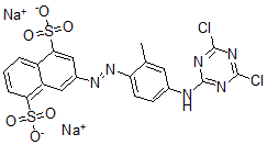 CAS#: 3627-05-2， Disodium 3-[4-[(4,6-Dichloro-1,3,5-Triazin-2-Yl)Amino]-2-Methylphenyl]Diazenylnaphthalene-1,5-Disulfonate