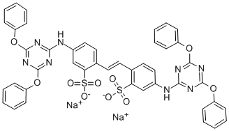 CAS#: 3654-76-0， 2,2'-(1,2-Ethenediyl)bis[5- [(4,6-diphenoxy-1,3,5-triazin-2-yl)amino]-Benzenesulfonic acid disodium salt