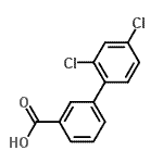 structure of CAS# 380228-58-0, 2',4'-Dichloro-3-Biphenylcarboxylic Acid;[1,1'-BIPHENYL]-3-CARBOXYLICACID, 2',4'-DICHLORO-;2',4'-Dichloro-biphenyl-3-carboxylic acid