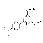 structure of CAS# 386715-40-8, 4-(4,6-Dimethoxy-2-Pyrimidinyl)Benzoic Acid;MFCD01568125;Peakdale1_001727