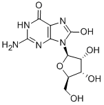 structure of CAS# 3868-31-3, 8-Hydroxyguanosine;2-Amino-9-[(2R,3R,4S,5R)-3,4-Dihydroxy-5-(Hydroxymethyl)Tetrahydrofuran-2-Yl]-3,7-Dihydropurine-6,8-Dione;2-Amino-9-[(2R,3R,4S,5R)-3,4-Dihydroxy-5-(Hydroxymethyl)-2-Tetrahydrofuranyl]-3,7-Dihydropurine-6,8-Dione;2-Amino-9-[(2R,3R,4S,5R)-3,4-Dihydroxy-5-Methylol-Tetrahydrofuran-2-Yl]-3,7-Dihydropurine-6,8-Quinone