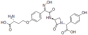 CAS#: 39391-39-4， (2R)-2-Amino-4-[4-[N-Hydroxy-C-[[(3S)-1-[(1R)-2-Hydroxy-1-(4-Hydroxyphenyl)-2-Oxoethyl]-2-Oxoazetidin-3-Yl]Carbamoyl]Carbonimidoyl]Phenoxy]Butanoic Acid