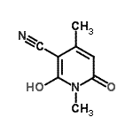 structure of CAS# 39621-10-8, 2-Hydroxy-1,4-Dimethyl-6-Oxo-1,6-Dihydro-3-Pyridinecarbonitrile;1,6-dihyd<wbr>ro-2-hydr<wbr>oxy-1,4-d<wbr>imethyl-6<wbr>-oxo-3-Py<wbr>ridinecar<wbr>bonitrile;N-Methyl-3-cyano-6-hydroxy-4-methyl-2-pyridone;ZINC00043861